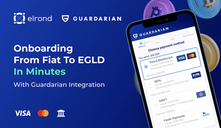 Regulated and EU-licensed fiat gateway Guardarian adds support for Elrond $EGLD native token.